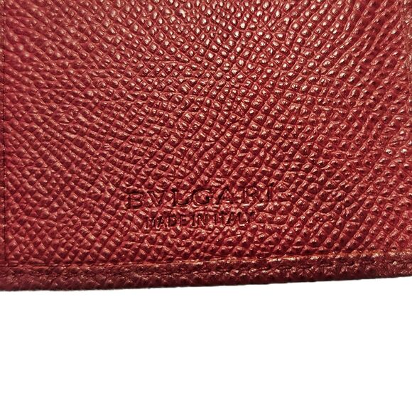 Bulgari (Authentic) Dark Red Leather Bi-fold Long Wallet w/ Silver Emblem EUC - Picture 8 of 11